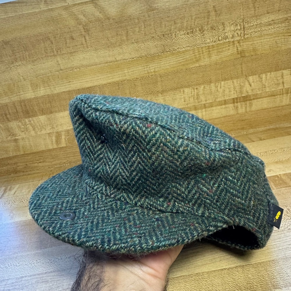 Hatman of Ireland 100% Donegal Tweed Wool Flat Cap Green Herringbone Mens XL